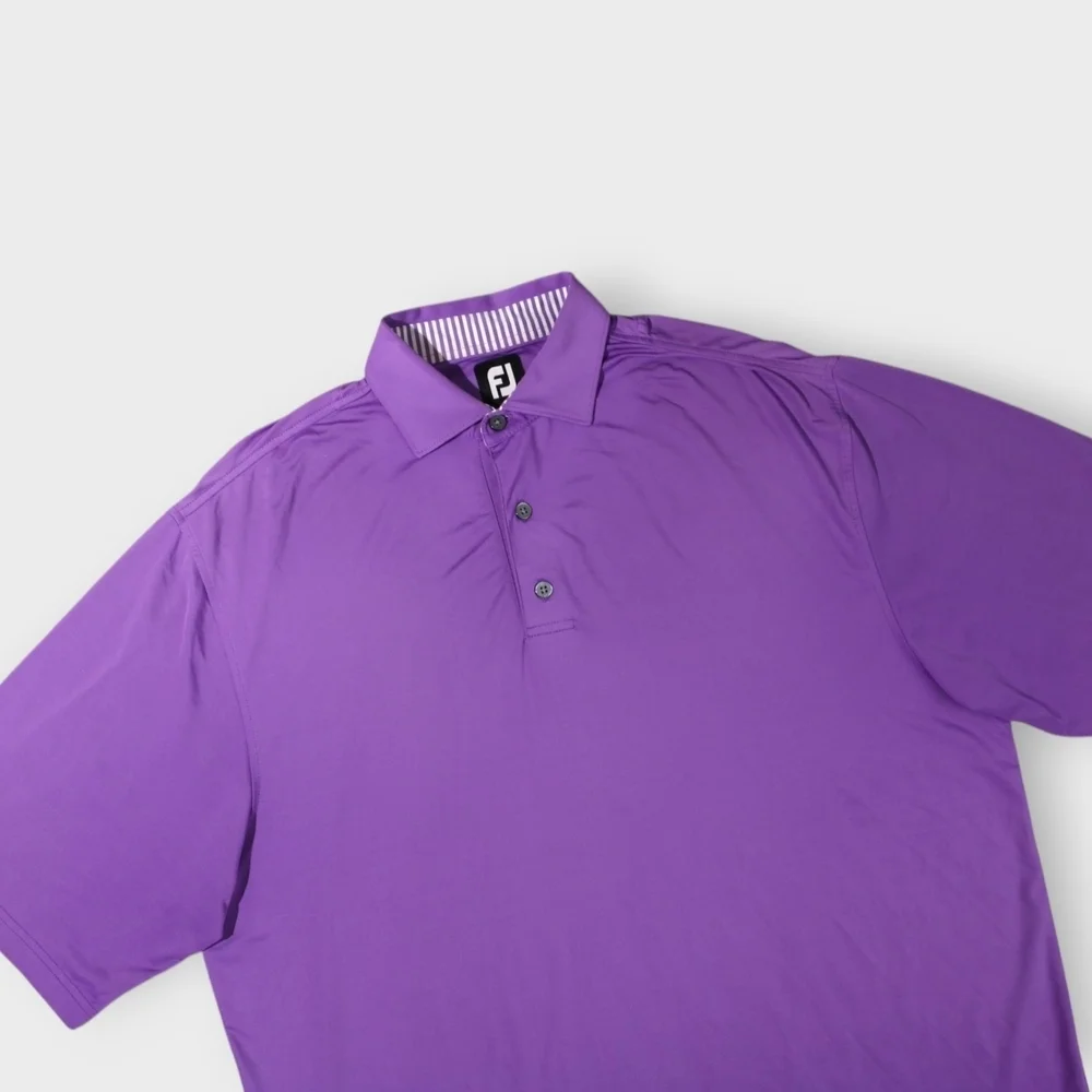 FootJoy Shirt Mens 2XL Purple Short Sleeve Golf Polo Strech Club Logo FJ